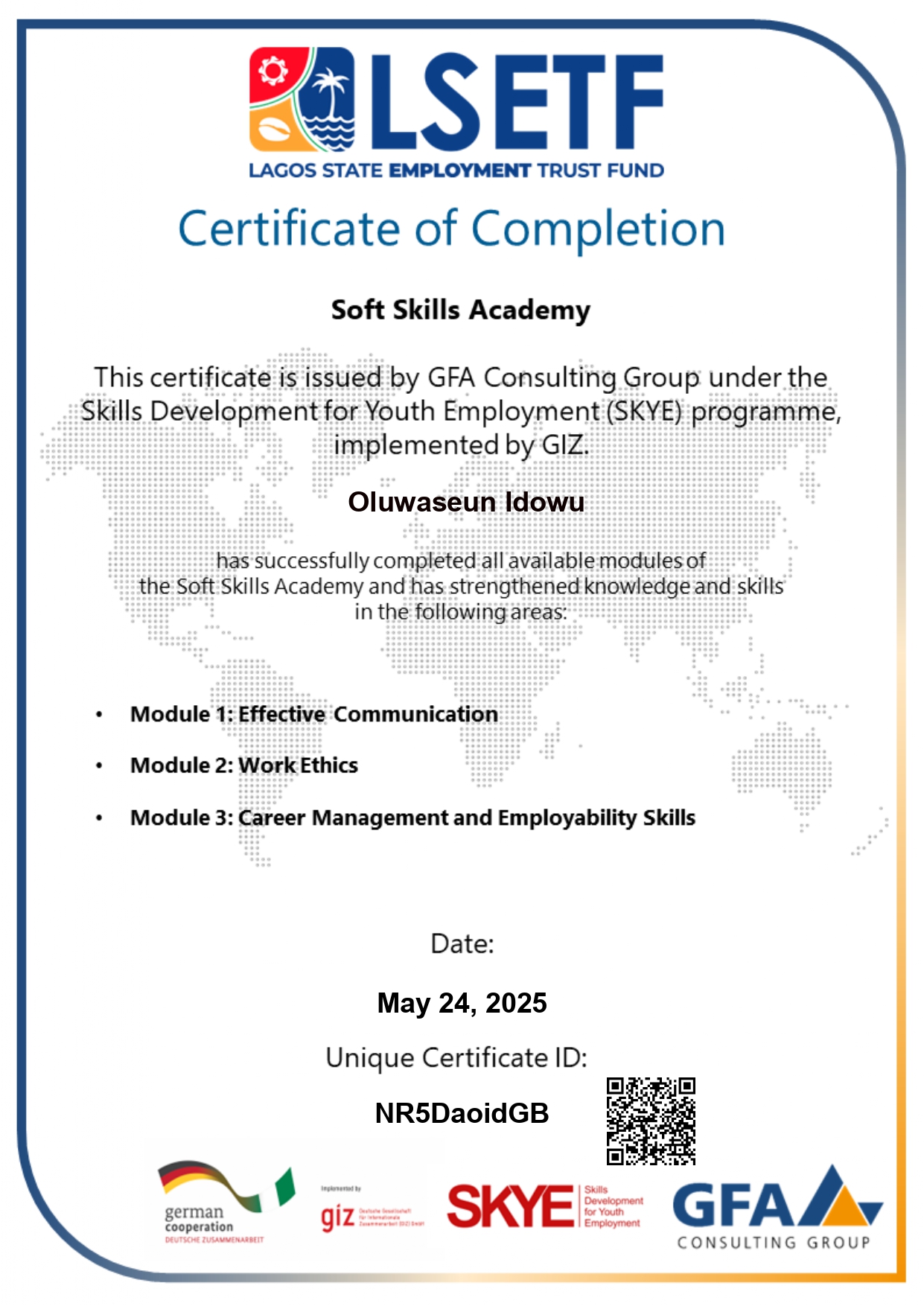 Soft skills certificate